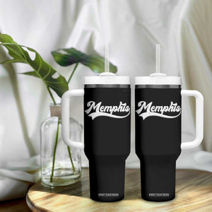 Retro Memphis Script Graphic Tennessee City Pride Tumbler With Handle
