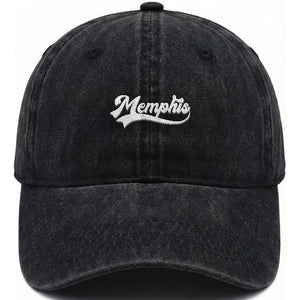 Retro Memphis Script Graphic Tennessee City Pride Washed Cotton Baseball Cap
