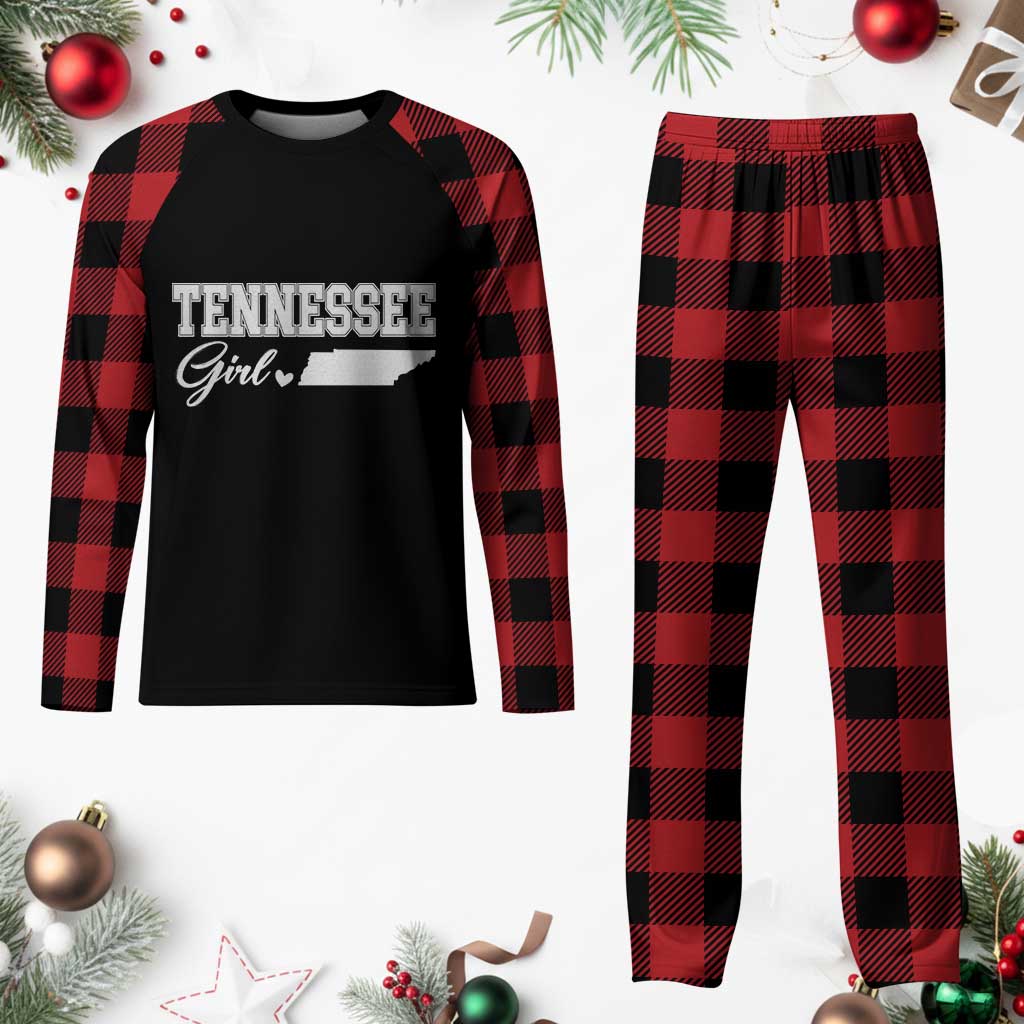 Tennessee Girl Plaid Pajama Set TN State Pride Heart Graphic Souvenir Gift