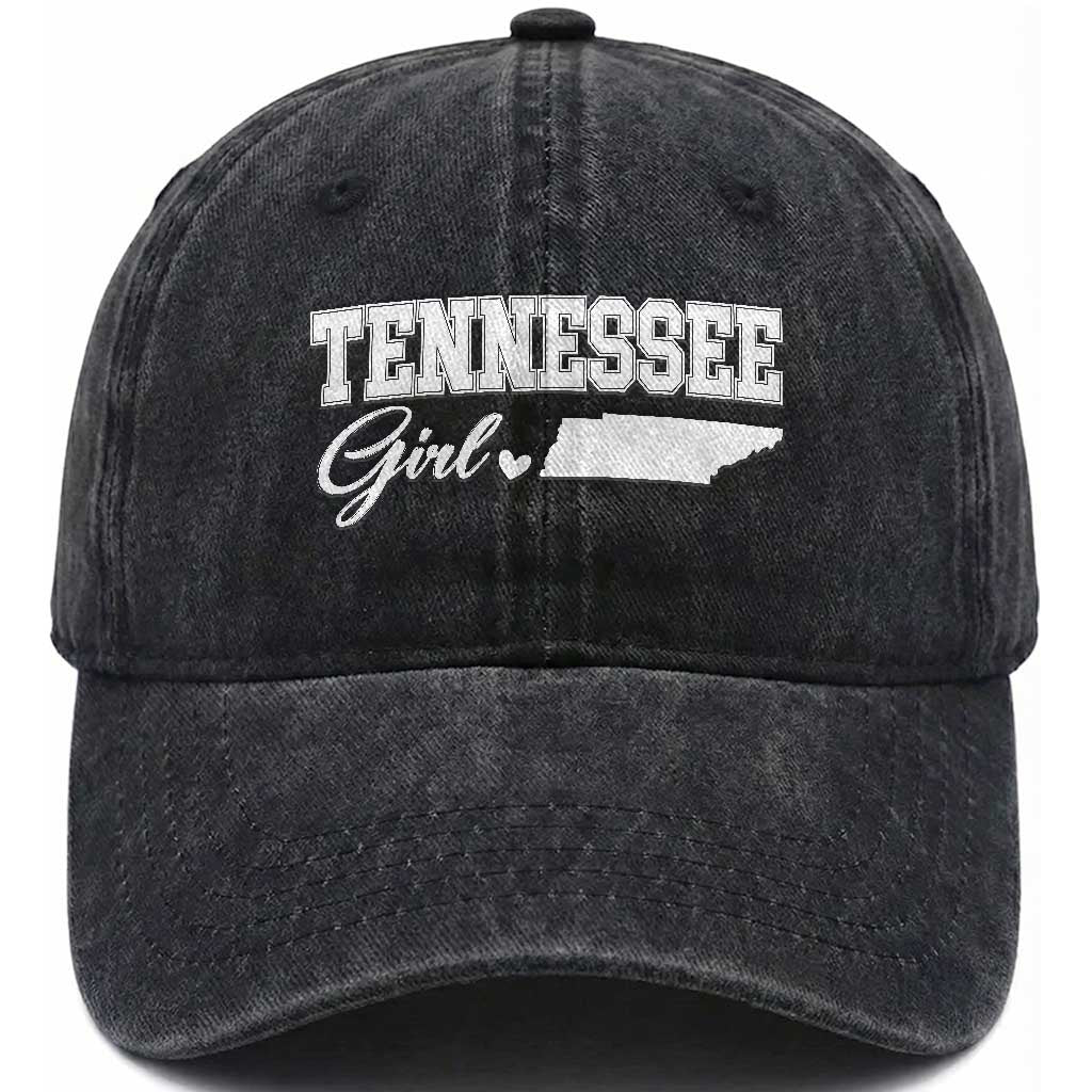 Tennessee Girl Washed Cotton Baseball Cap TN State Pride Heart Graphic Souvenir Gift
