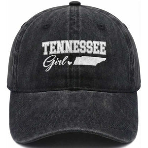 Tennessee Girl Washed Cotton Baseball Cap TN State Pride Heart Graphic Souvenir Gift