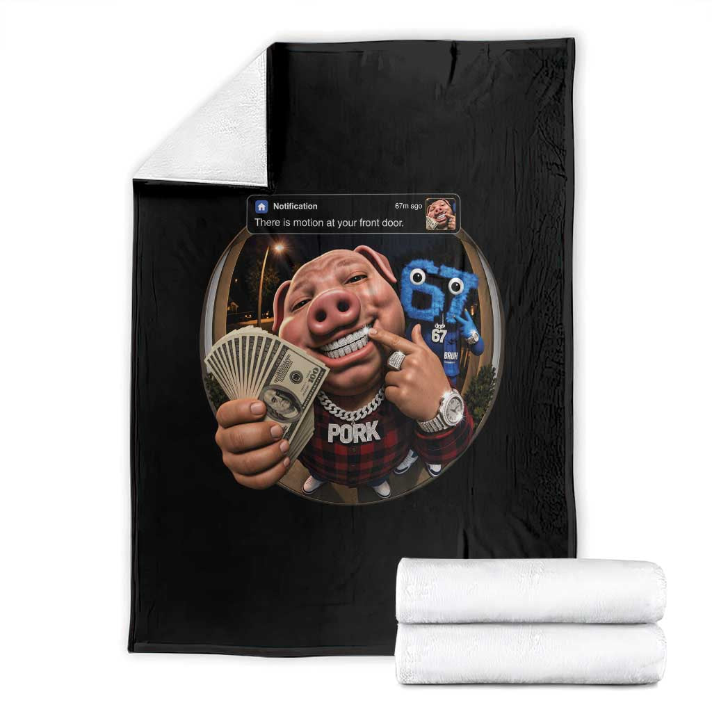 John Pork 67 Meme Funny Brainrot Throw Blanket There is Motion at Your Front Door