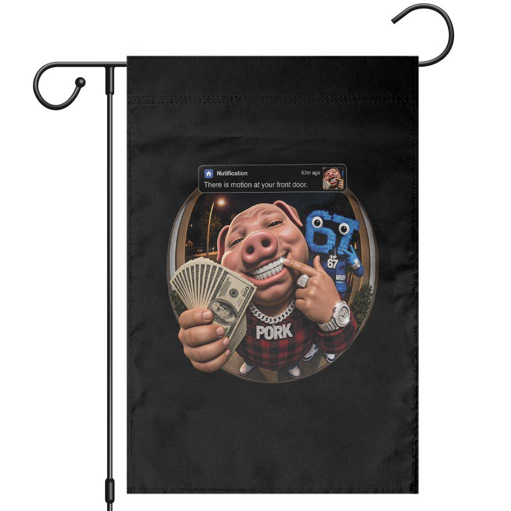 John Pork 67 Meme Funny Brainrot Garden Flag There is Motion at Your Front Door