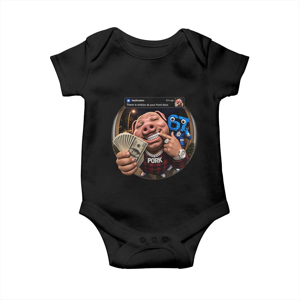 John Pork 67 Meme Funny Brainrot Baby Onesie There is Motion at Your Front Door