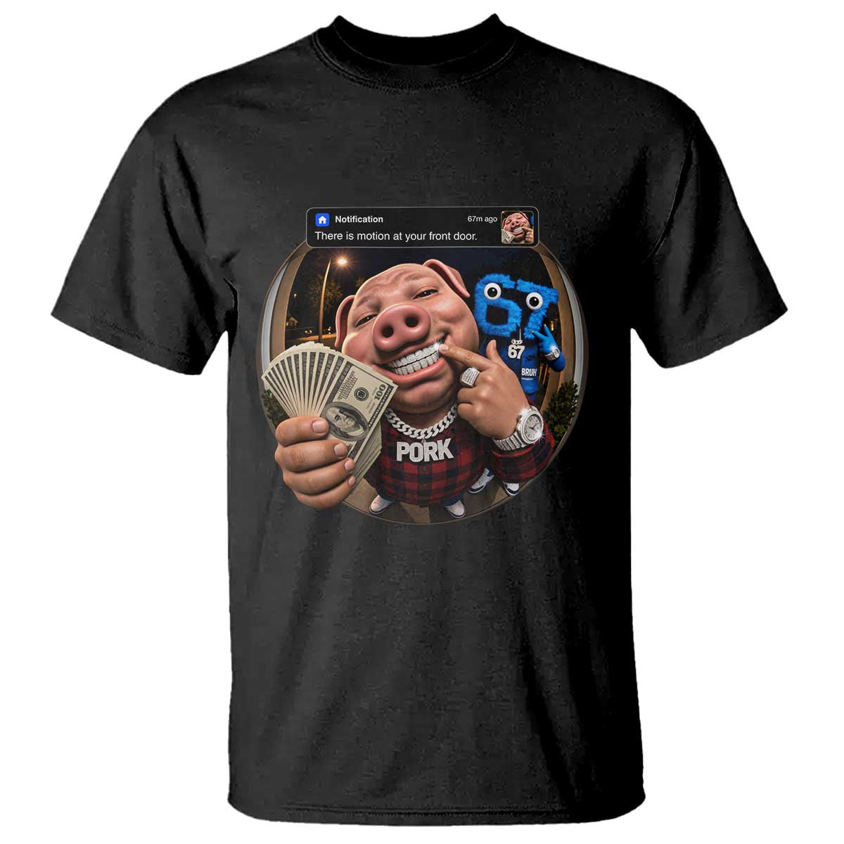 John Pork 67 Meme Funny Brainrot T Shirt There is Motion at Your Front Door