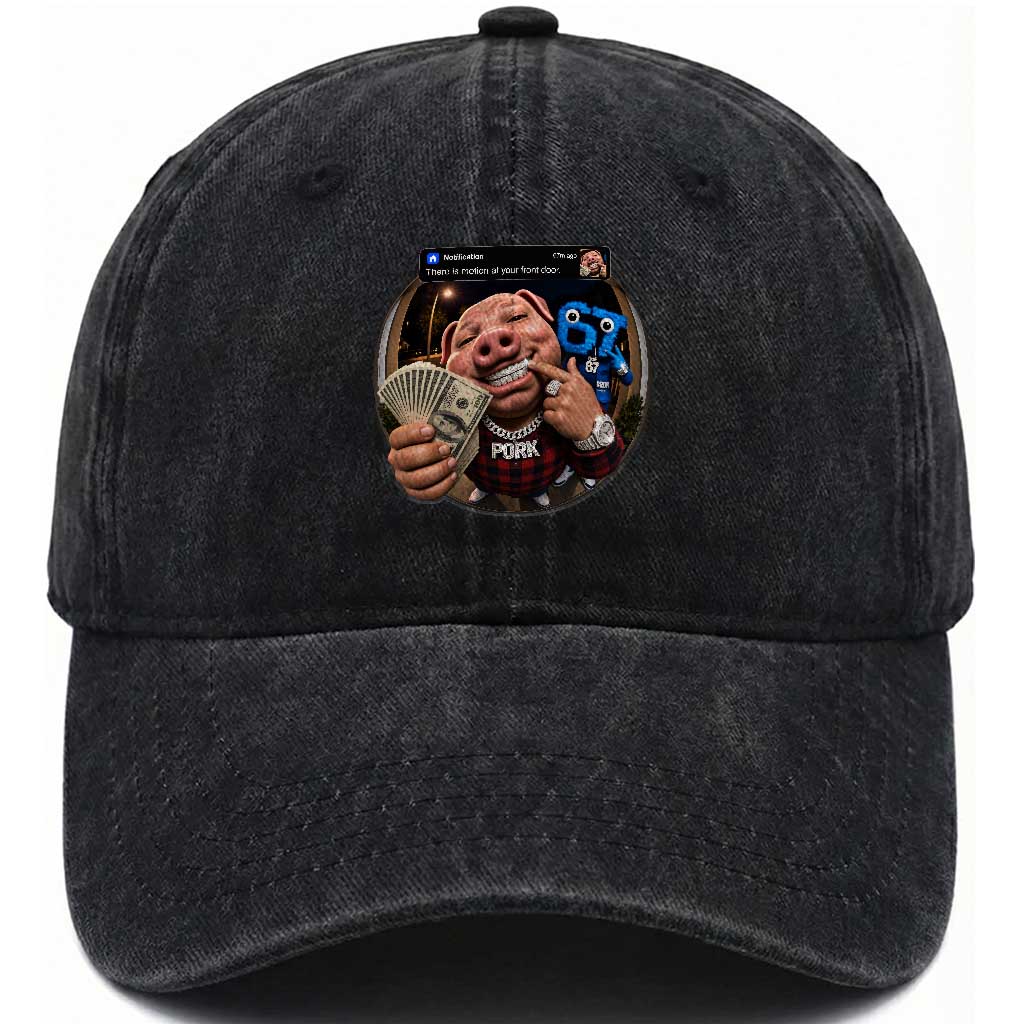 John Pork 67 Meme Funny Brainrot Washed Cotton Baseball Cap There is Motion at Your Front Door