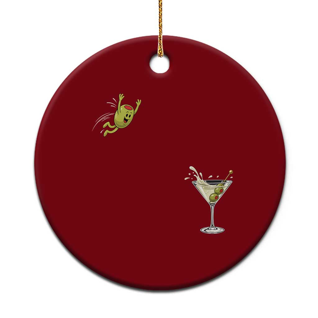 Dirty Martini Dive Funny Cocktail Drinker Ceramic Ornament Funny Olive Jumping Into Martini Glass Cocktail Cartoon Graphic