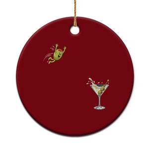 Dirty Martini Dive Funny Cocktail Drinker Ceramic Ornament Funny Olive Jumping Into Martini Glass Cocktail Cartoon Graphic