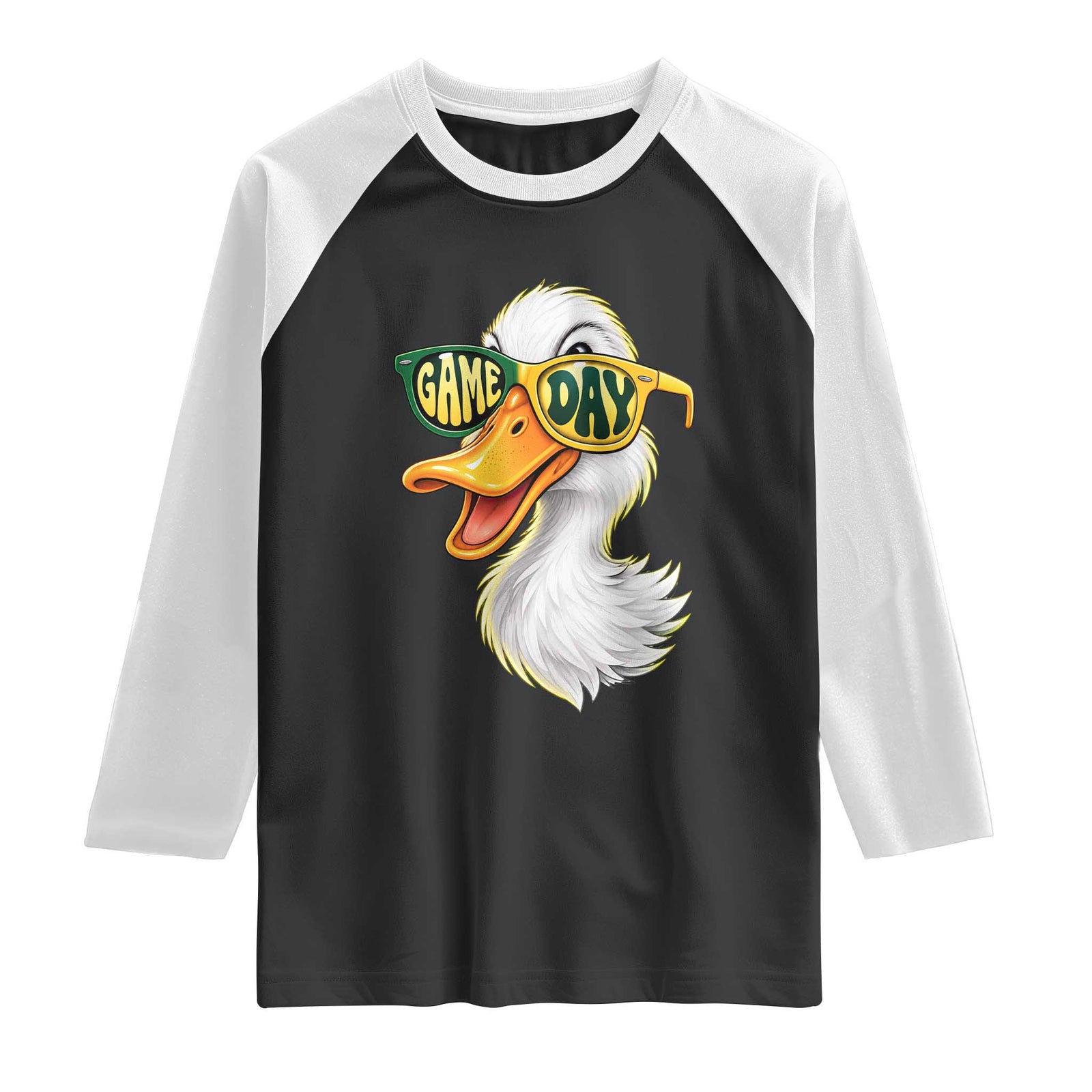 Cool Duck Wearing Sunglasses Game Day Sports Fan Graphic Raglan Shirt