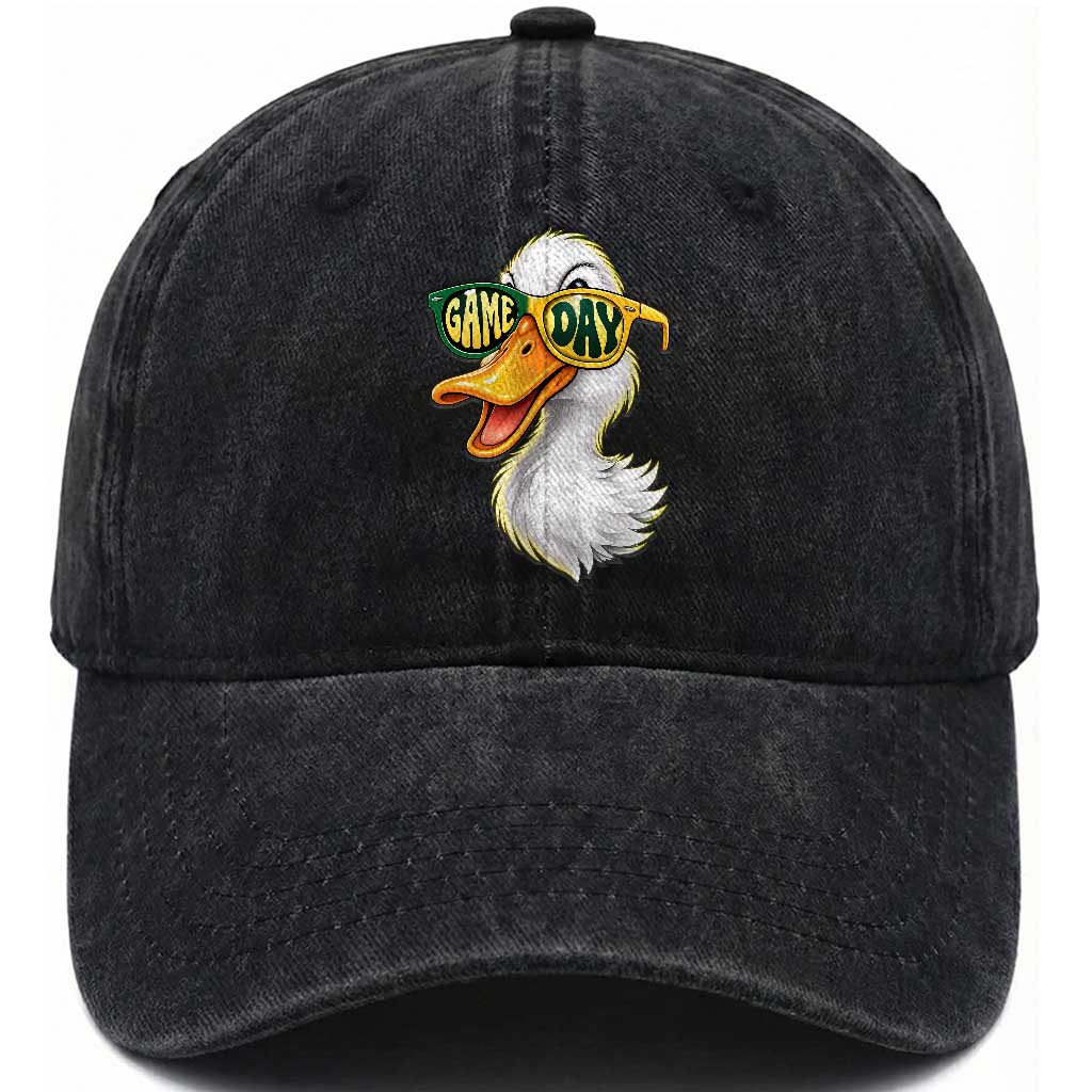 Cool Duck Wearing Sunglasses Game Day Sports Fan Graphic Washed Cotton Baseball Cap