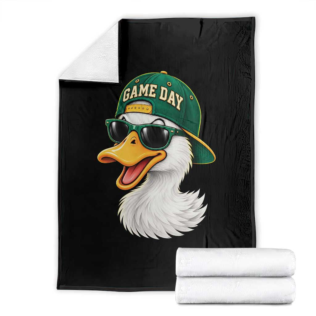Game Day Duck Wearing Baseball Cap Sunglasses Graphic Throw Blanket