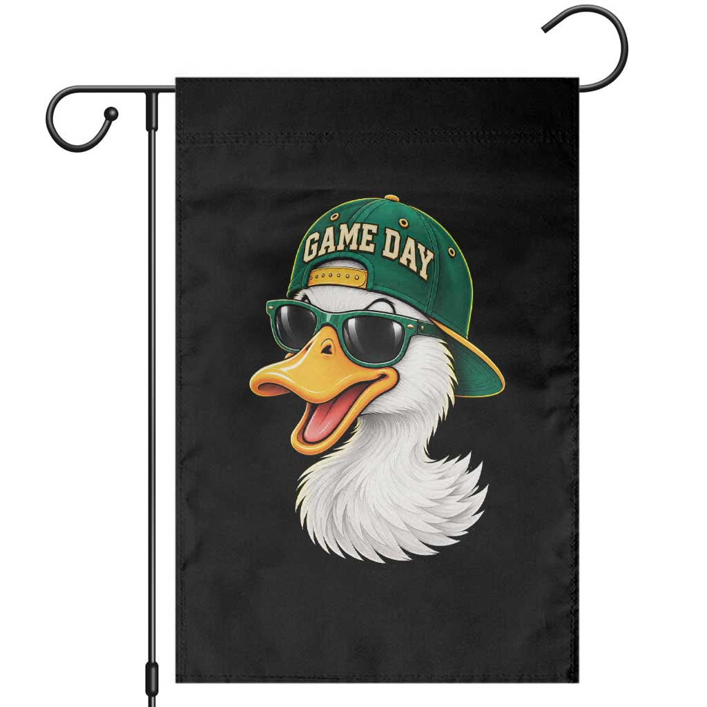Game Day Duck Wearing Baseball Cap Sunglasses Graphic Garden Flag