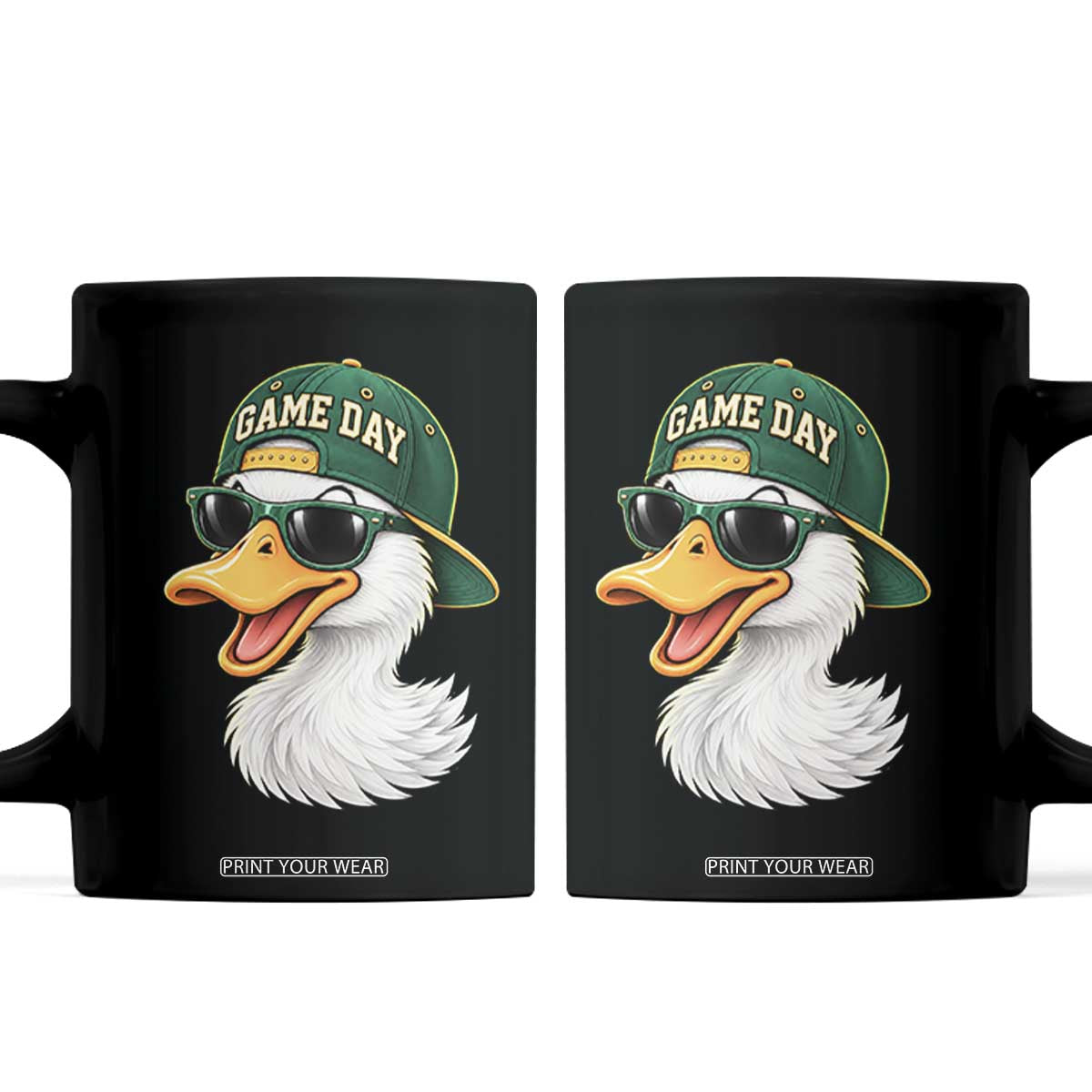 Game Day Duck Wearing Baseball Cap Sunglasses Graphic Coffee Mug