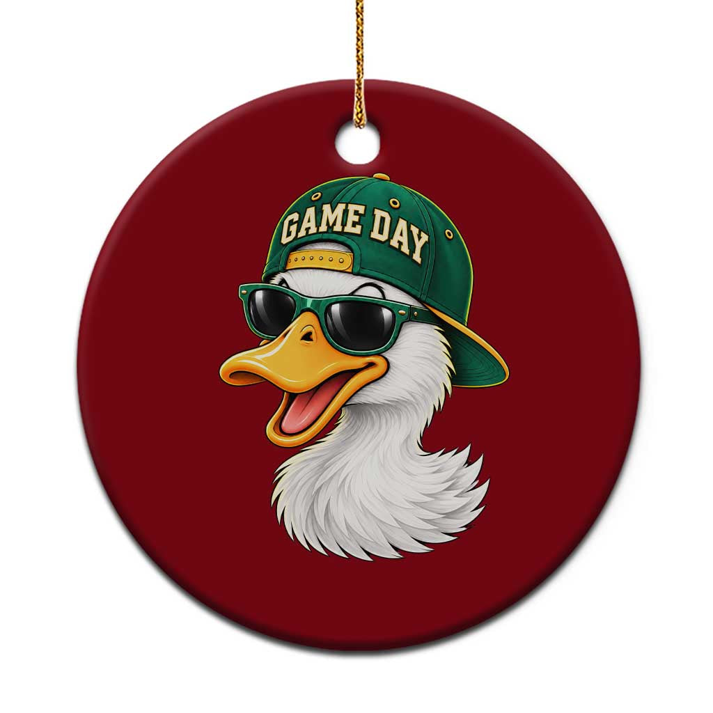Game Day Duck Wearing Baseball Cap Sunglasses Graphic Ceramic Ornament
