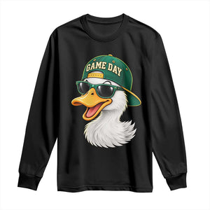 Game Day Duck Wearing Baseball Cap Sunglasses Graphic Long Sleeve Shirt