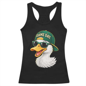 Game Day Duck Wearing Baseball Cap Sunglasses Graphic Racerback Tank Top