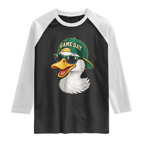 Game Day Duck Wearing Baseball Cap Sunglasses Graphic Raglan Shirt