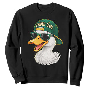 Game Day Duck Wearing Baseball Cap Sunglasses Graphic Sweatshirt
