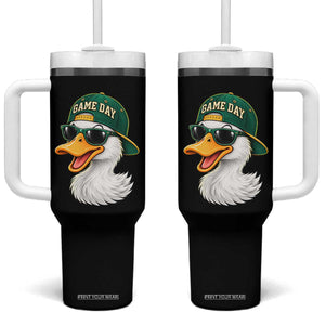 Game Day Duck Wearing Baseball Cap Sunglasses Graphic Tumbler With Handle