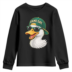 Game Day Duck Wearing Baseball Cap Sunglasses Graphic Youth Sweatshirt