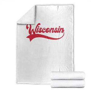 State Of Wisconsin Retro Classic Pride Varsity Script Vintage Style Throw Blanket