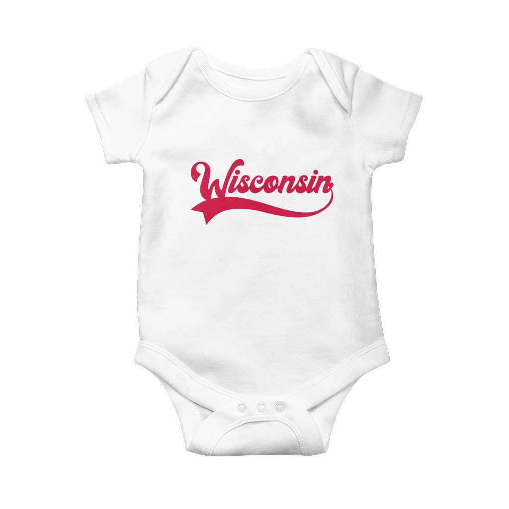 State Of Wisconsin Retro Classic Pride Varsity Script Vintage Style Baby Onesie