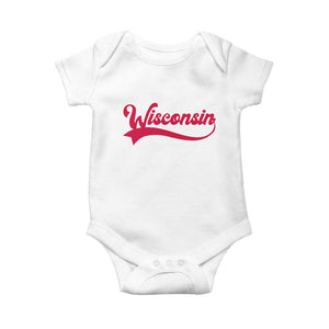 State Of Wisconsin Retro Classic Pride Varsity Script Vintage Style Baby Onesie