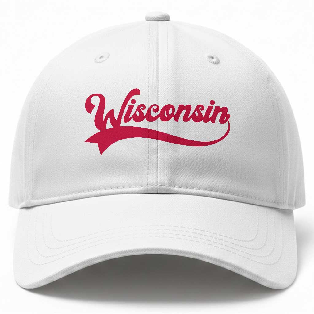 State Of Wisconsin Retro Classic Pride Varsity Script Vintage Style Baseball Cap