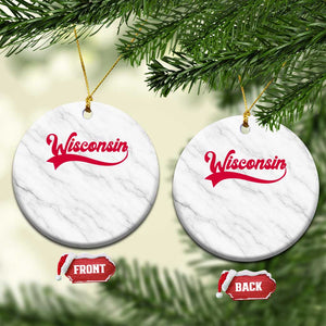 State Of Wisconsin Retro Classic Pride Varsity Script Vintage Style Ceramic Ornament