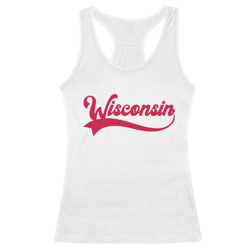 State Of Wisconsin Retro Classic Pride Varsity Script Vintage Style Racerback Tank Top