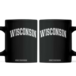 Wisconsin State Pride Vintage Athletic Varsity Block Graphic Coffee Mug