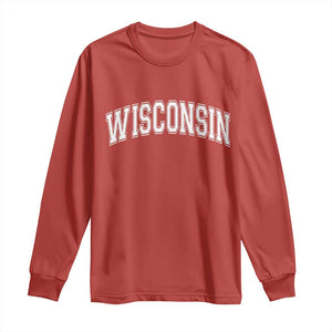 Wisconsin State Pride Vintage Athletic Varsity Block Graphic Long Sleeve Shirt