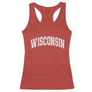 Wisconsin State Pride Vintage Athletic Varsity Block Graphic Racerback Tank Top
