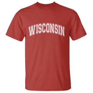 Wisconsin State Pride Vintage Athletic Varsity Block Graphic T Shirt