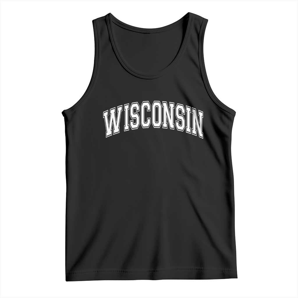 Wisconsin State Pride Vintage Athletic Varsity Block Graphic Tank Top