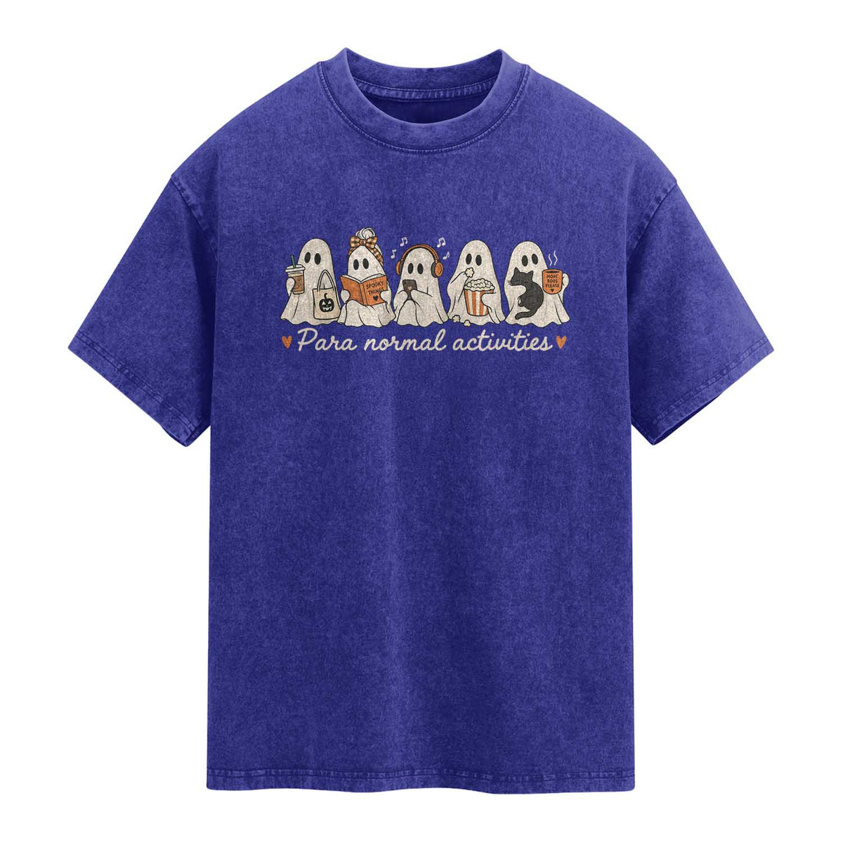 Para Normal Activities Cute Ghost Fall Season Halloween Washed Cotton T-Shirt