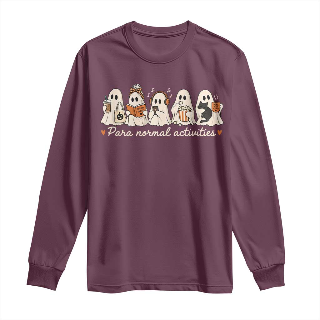 Para Normal Activities Cute Ghost Fall Season Halloween Long Sleeve Shirt