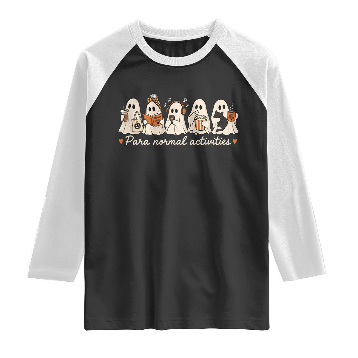 Para Normal Activities Cute Ghost Fall Season Halloween Raglan Shirt