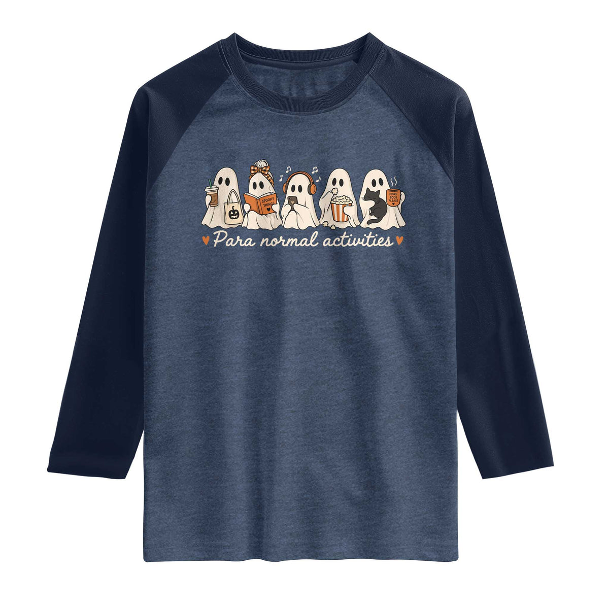 Para Normal Activities Cute Ghost Fall Season Halloween Raglan Shirt