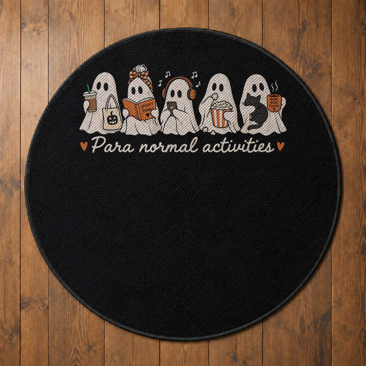 Para Normal Activities Cute Ghost Fall Season Halloween Round Rug