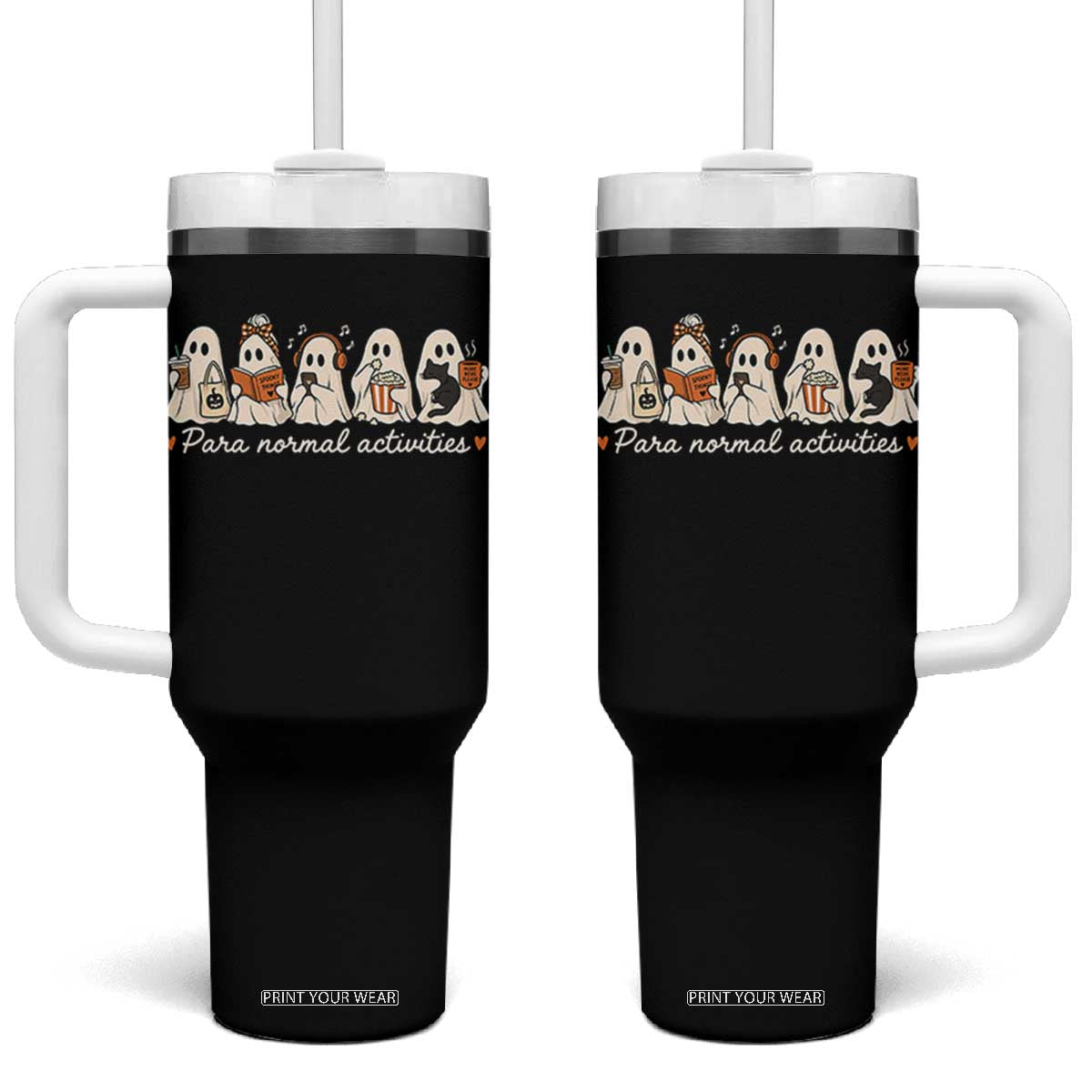 Para Normal Activities Cute Ghost Fall Season Halloween Tumbler With Handle