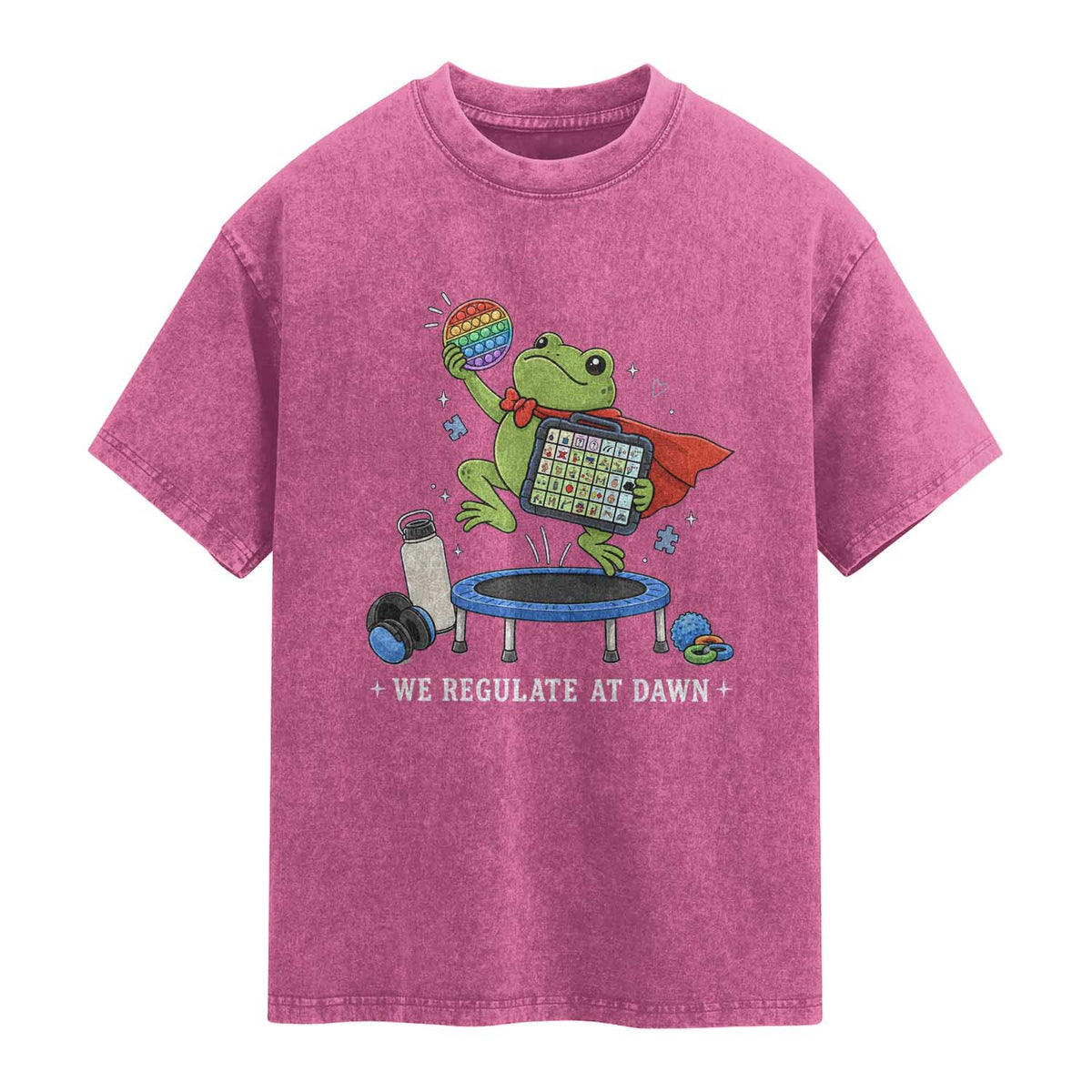 Inclusion Frog OT SPED Teacher Washed Cotton T-Shirt We Regulate At Dawn
