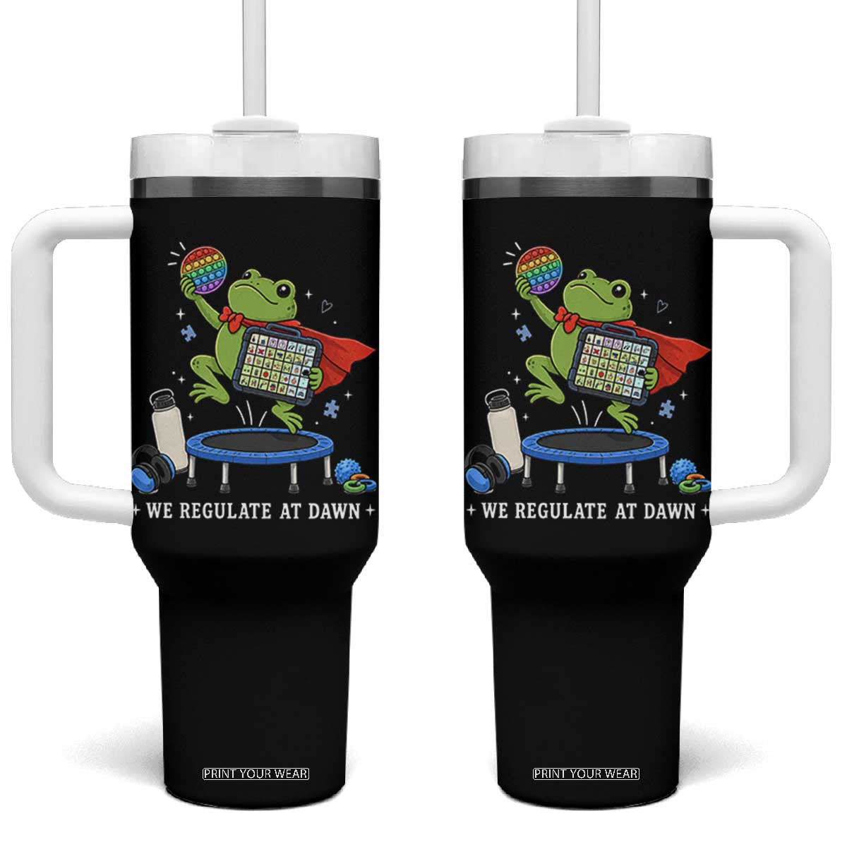 Inclusion Frog OT SPED Teacher Tumbler With Handle We Regulate At Dawn