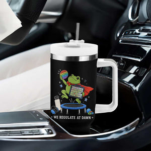 Inclusion Frog OT SPED Teacher Tumbler With Handle We Regulate At Dawn