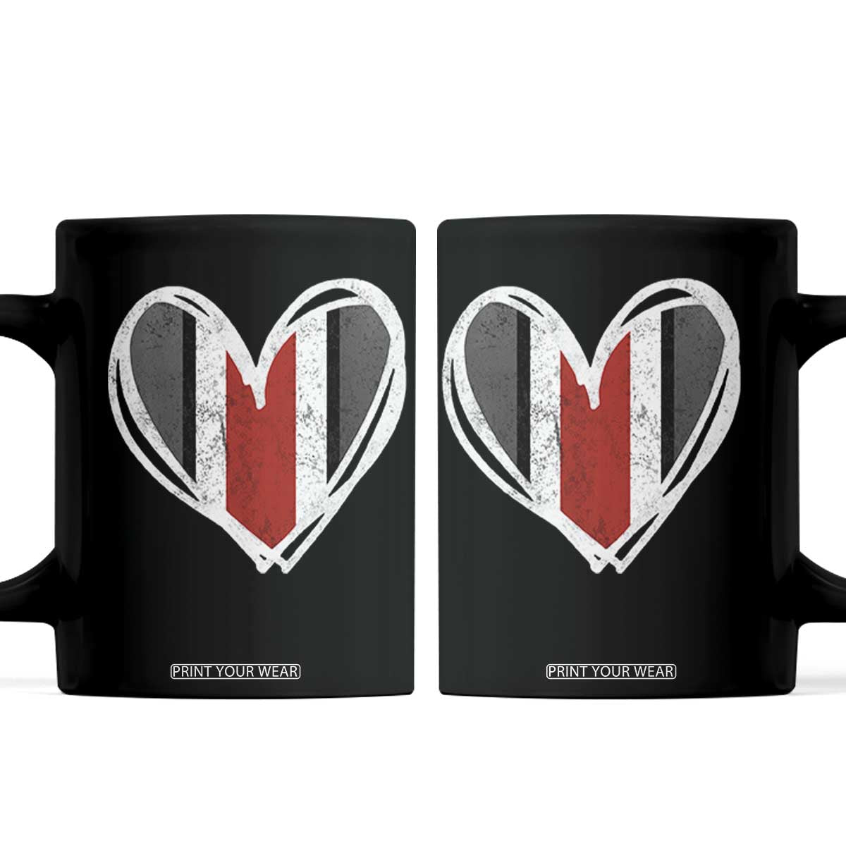 State of Ohio Pride Coffee Mug Funny Game Day Athletic Sports Striped Distressed Heart Graphic