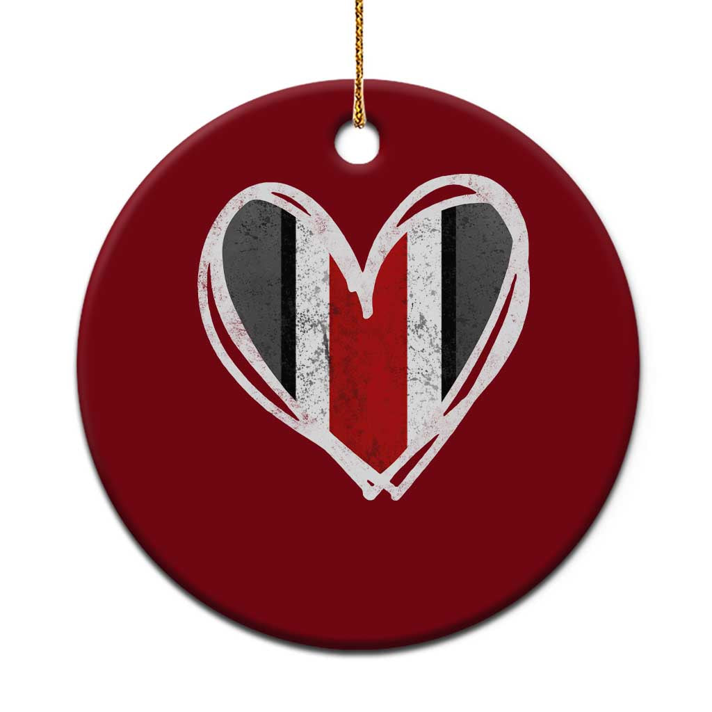 State of Ohio Pride Ceramic Ornament Funny Game Day Athletic Sports Striped Distressed Heart Graphic