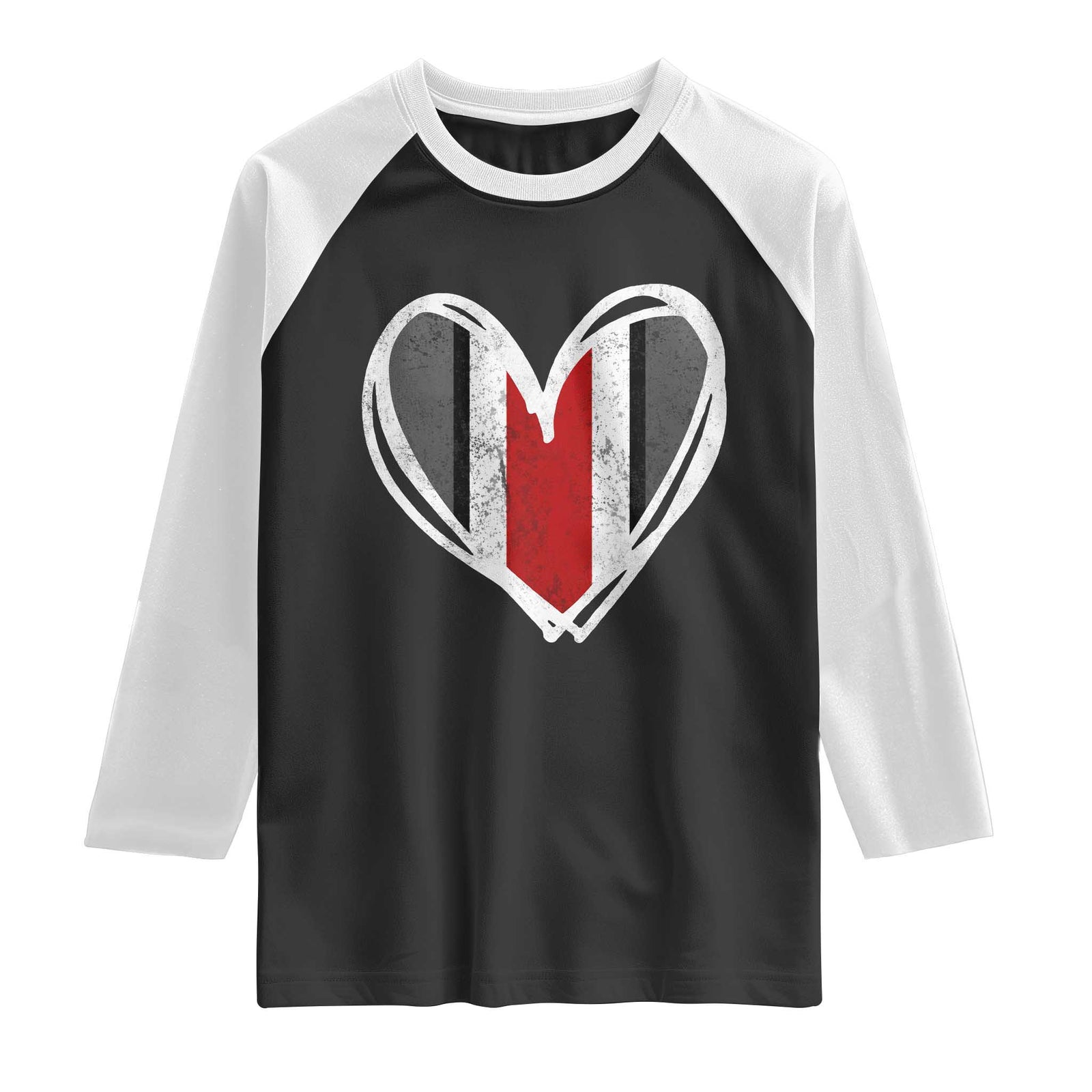 State of Ohio Pride Raglan Shirt Funny Game Day Athletic Sports Striped Distressed Heart Graphic