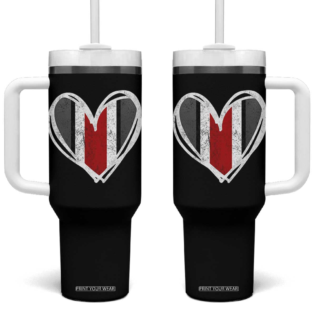 State of Ohio Pride Tumbler With Handle Funny Game Day Athletic Sports Striped Distressed Heart Graphic