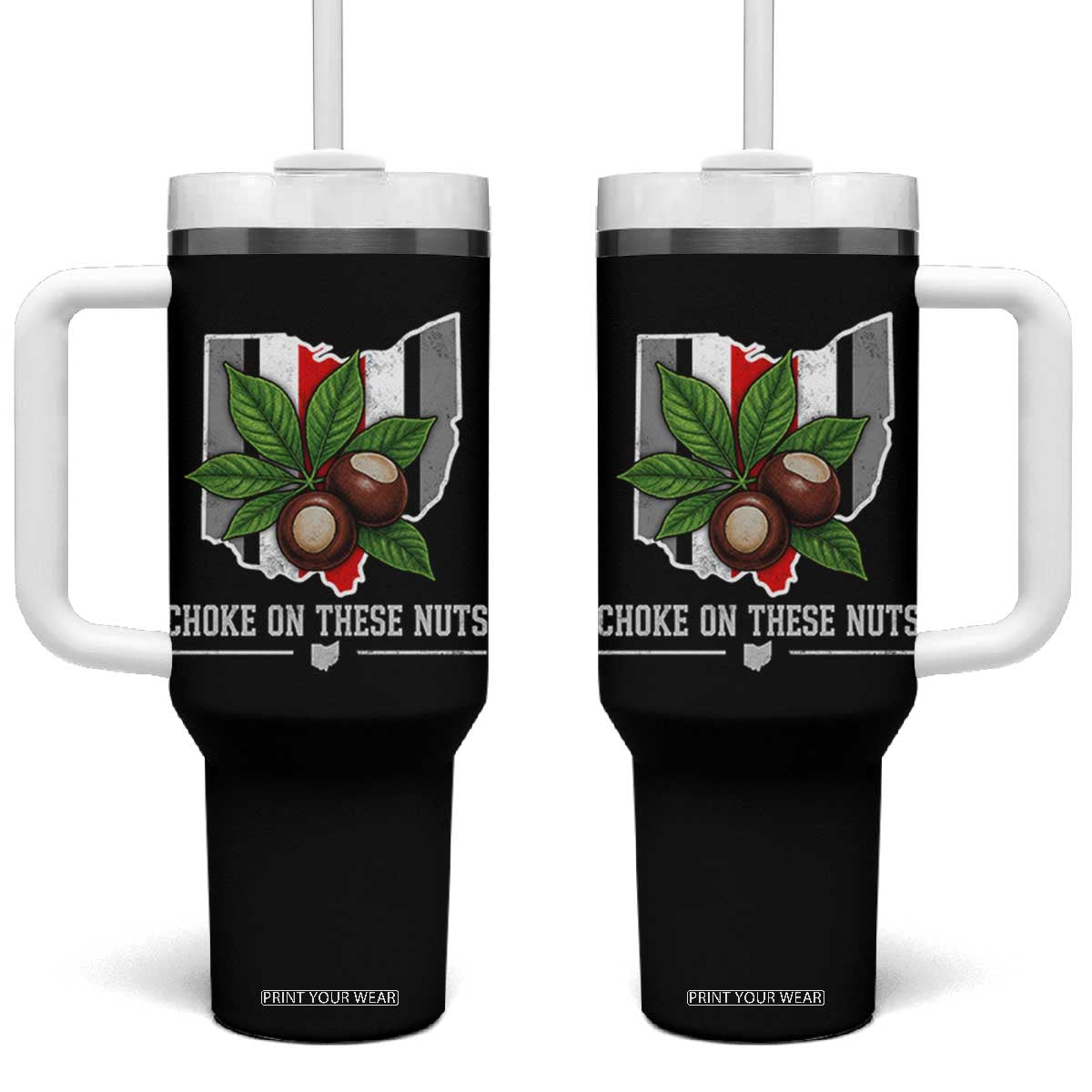 Choke On These Nuts Funny Game Day Sarcastic Sports Fan Tumbler With Handle