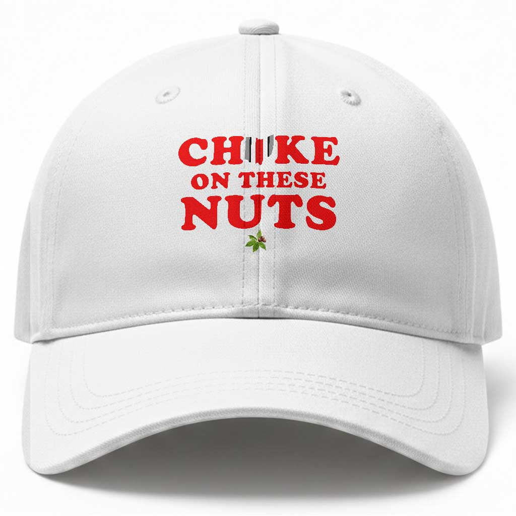 Choke On These Nuts Funny Sarcastic Sports Fan Baseball Cap Saturday Rivalry Gift